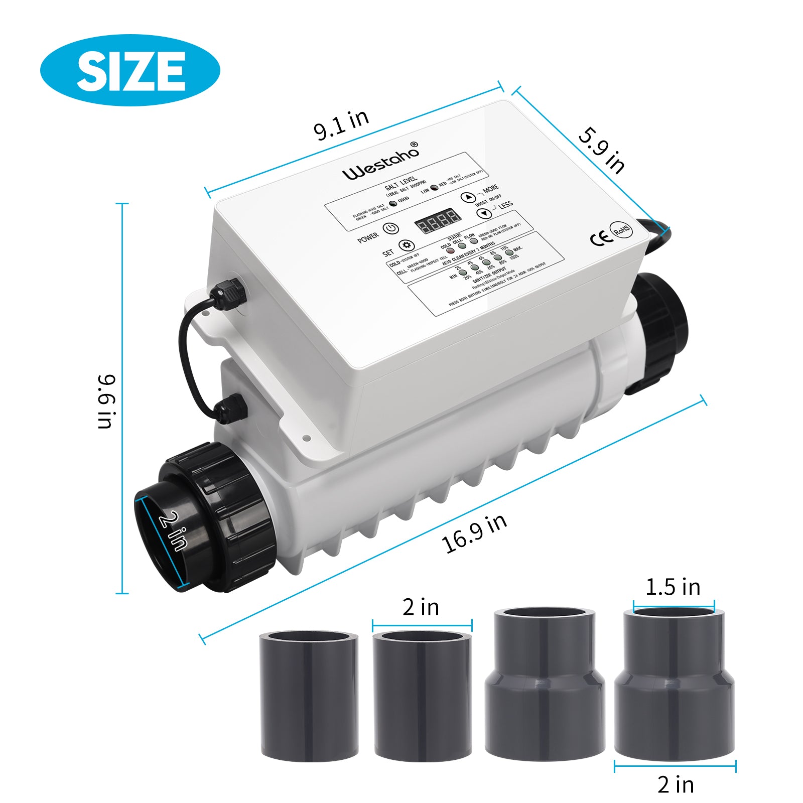 Westaho Salt Chlorine Generator for Inground Pools, 40,000 Gallons