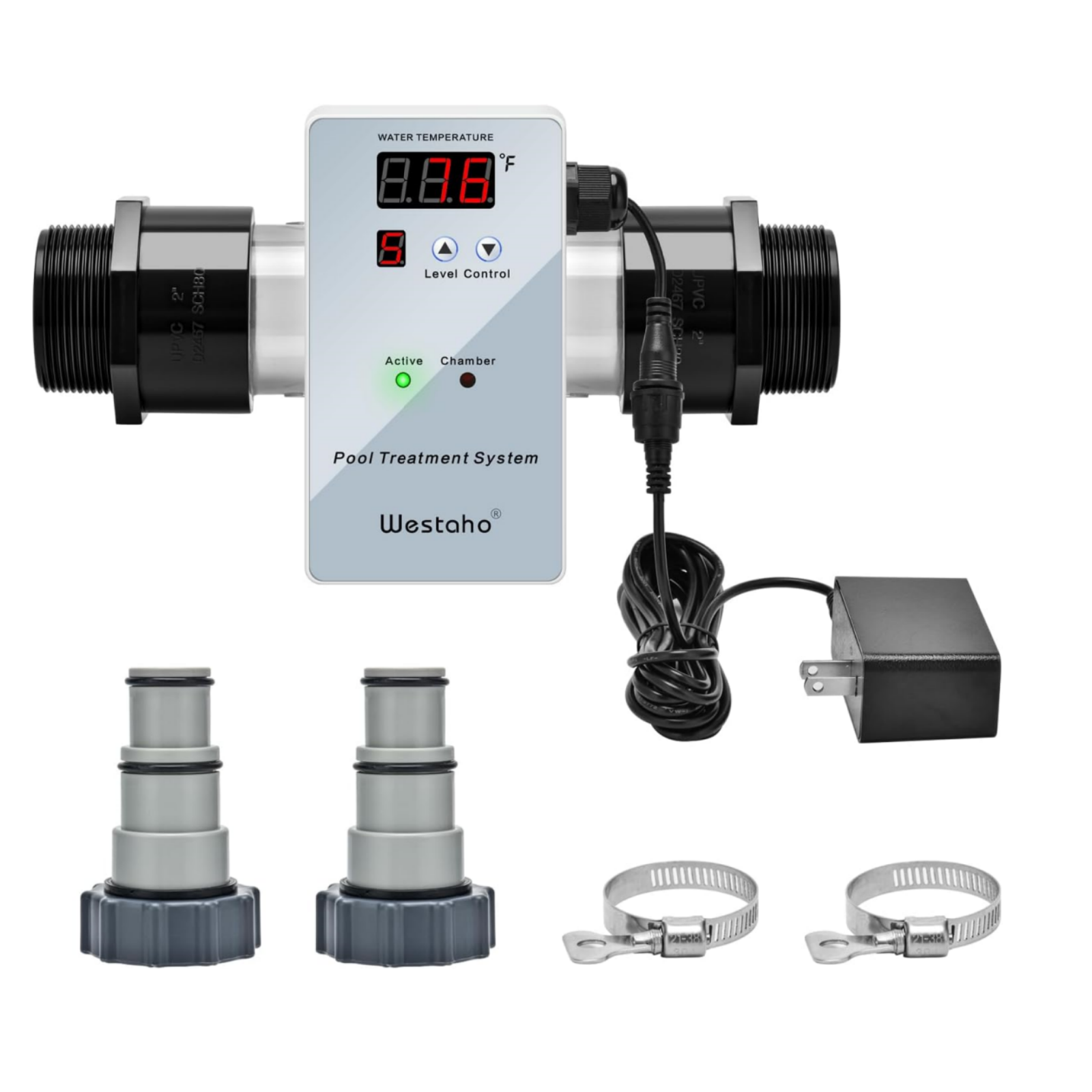 Pool Ionizer System, Westaho Pool Treatment System,Release Cu Ag, 2 Years Warranty, for In-Ground, Above-Ground Pool, Hot tub, Spa or Aquarium