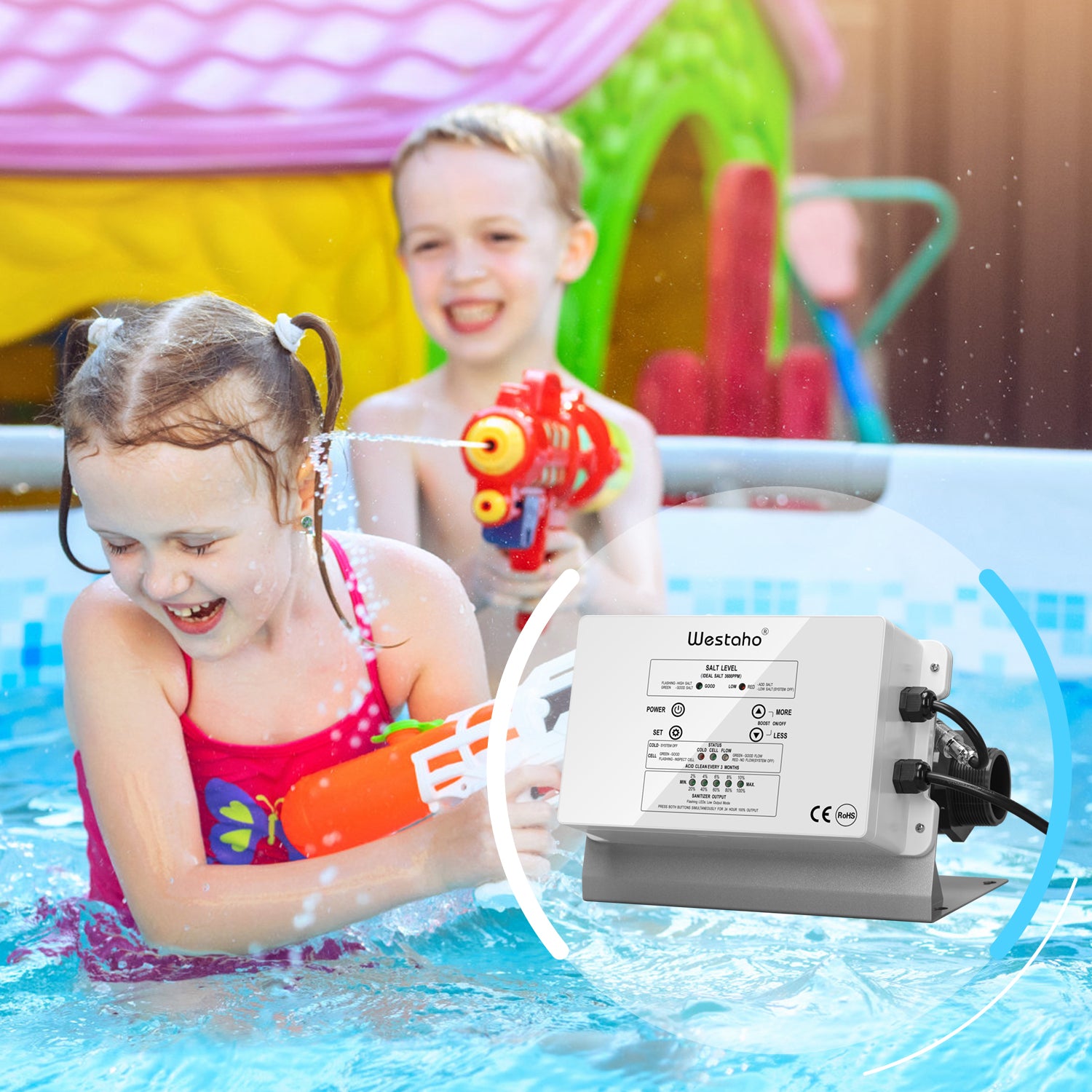 Westaho Salt Chlorine Generator with USA Titanium Cell for above Ground Pools, 15,000 Gallons